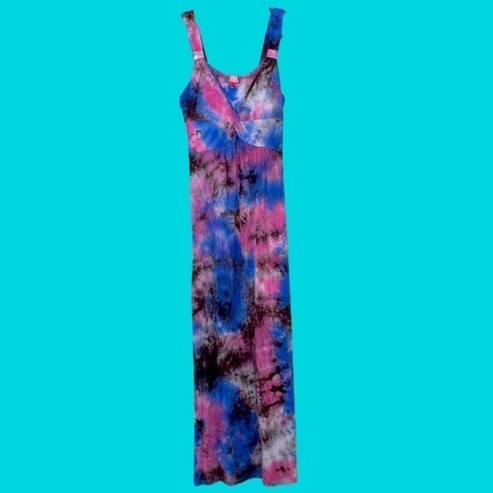 NEIMAN MARCUS Vintage Brown Blue Pink Tye Die‎ Maxi Dress Size XL